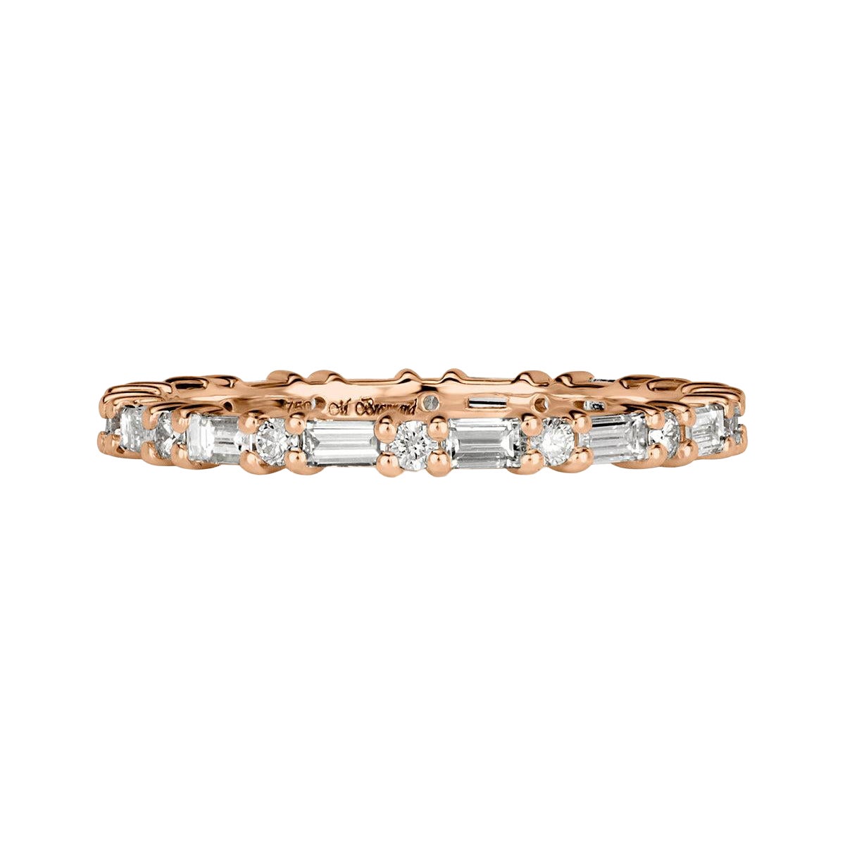 1.00ct Baguette Cut and Round Brilliant Cut Diamond Eternity Band in 18k Rose