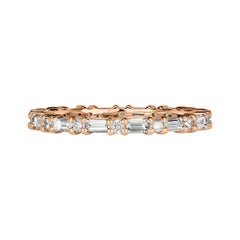 1.00ct Baguette Cut and Round Brilliant Cut Diamond Eternity Band in 18k Rose