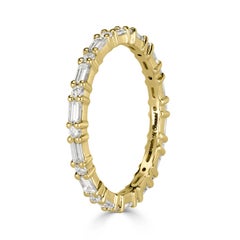 1.00ct Baguette Cut and Round Brilliant Cut Diamond Eternity Band in 18k Yellow