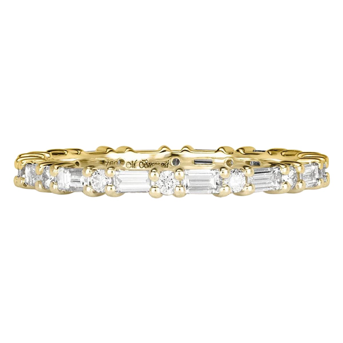 1.00ct Baguette Cut and Round Brilliant Cut Diamond Eternity Band in 18k Yellow
