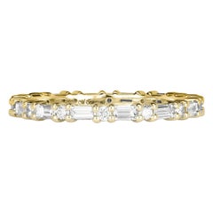 1.00ct Baguette Cut and Round Brilliant Cut Diamond Eternity Band in 18k Yellow