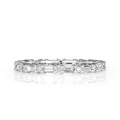 1.00ct Baguette Cut and Round Brilliant Cut Diamond Eternity Band in Platinum