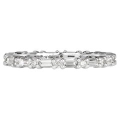 1.00ct Baguette Cut and Round Brilliant Cut Diamond Eternity Band in Platinum