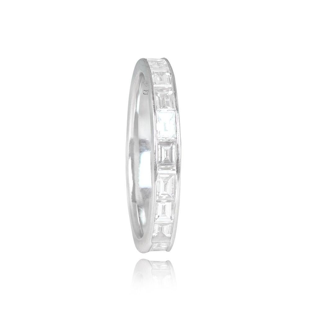Art Deco 1.00ct Baguette Cut Diamond Eternity Band Ring, I Color, 18k White Gold For Sale