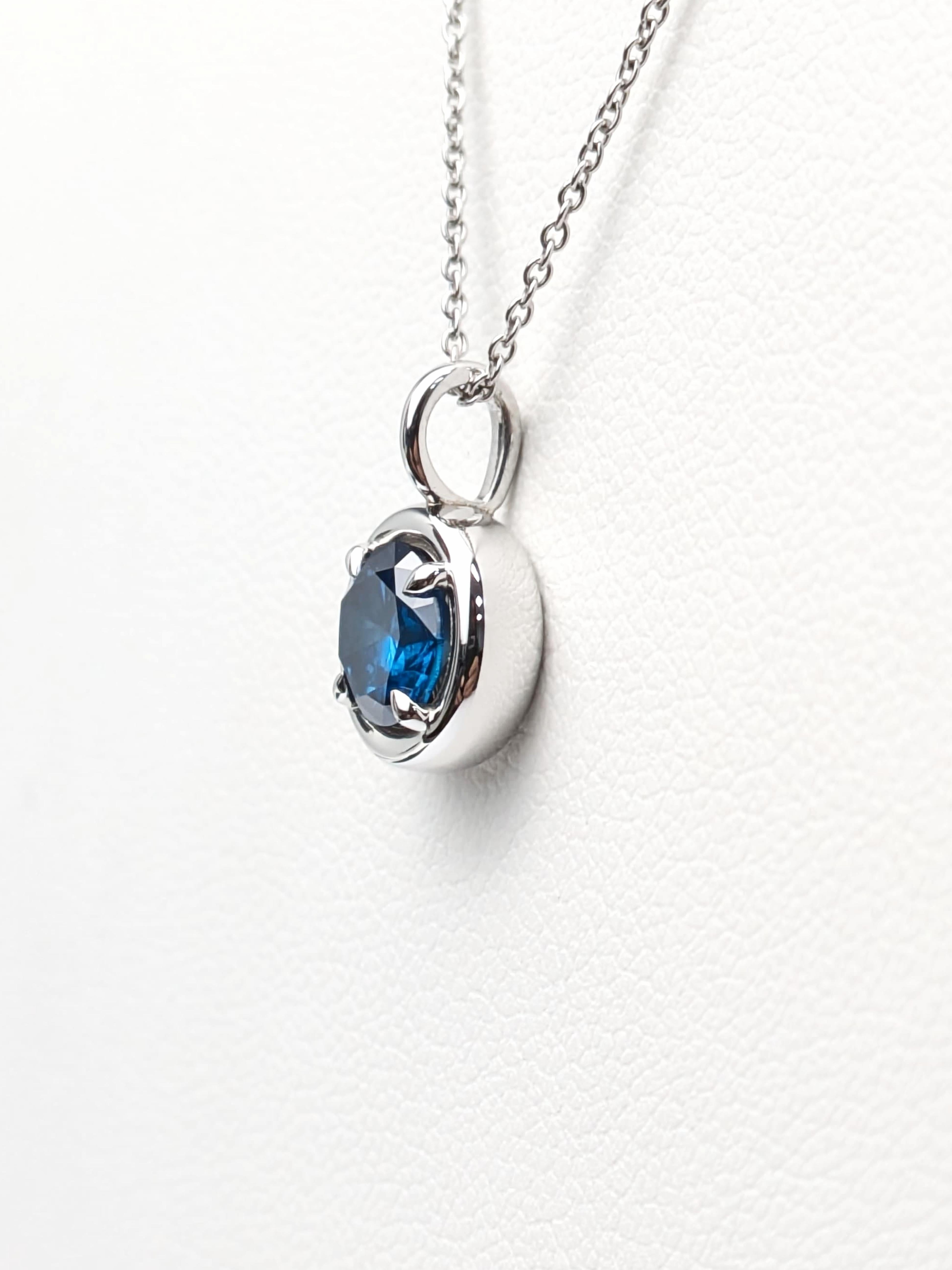 Pendentif en or blanc 14K serti d'un diamant bleu de 1,00ct Neuf - En vente à New York, NY