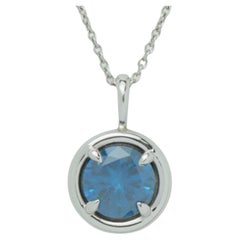 1.00ct Blue Diamond Pendant in 14K White Gold