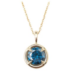 1.00ct Blue Diamond Pendant in 14K Yellow Gold
