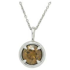 1.00ct Brown Diamond Pendant in 14K White Gold - SI Clarity w/ GIA Color Cert