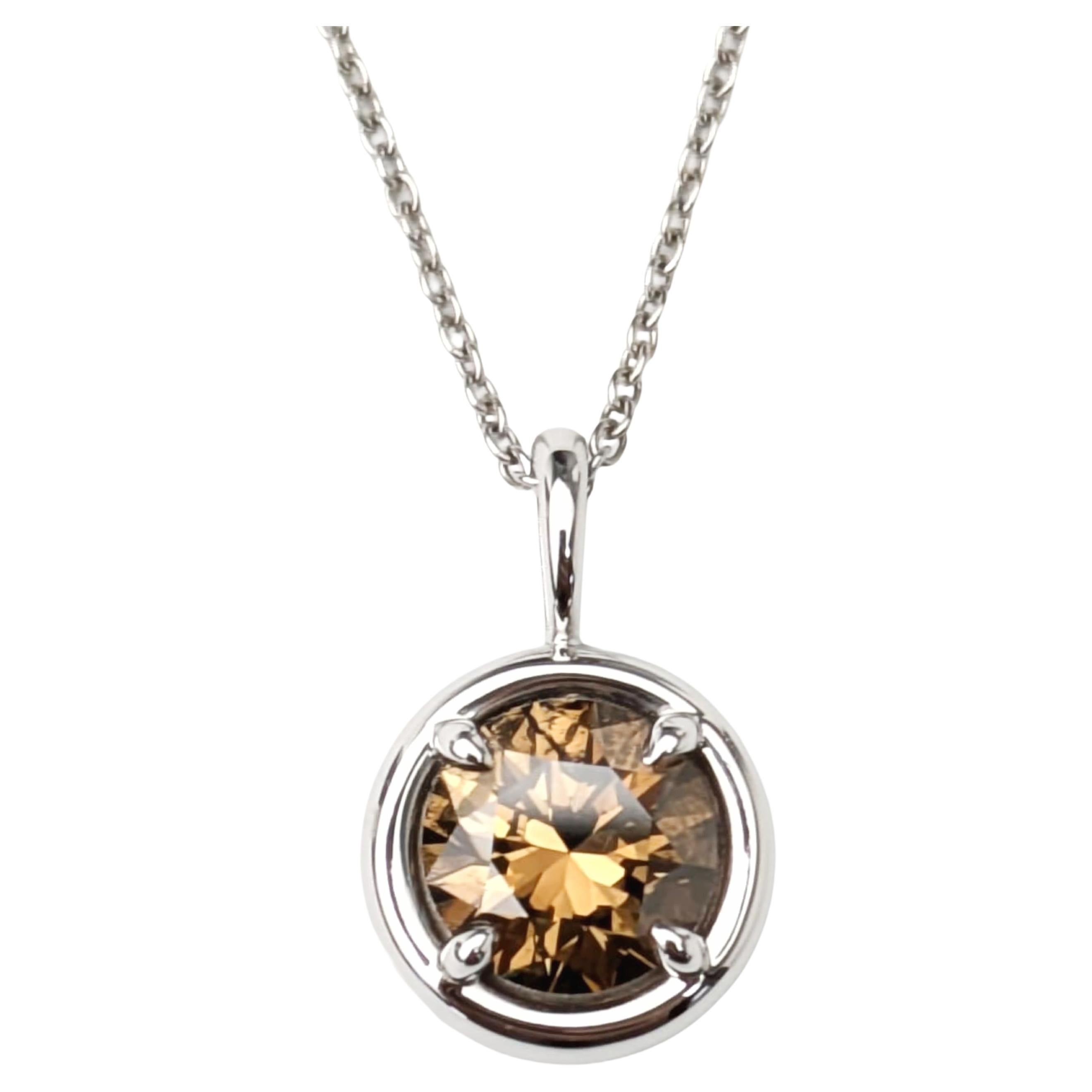 Ciondolo con diamante marrone da 1,00ct in oro bianco 14K - purezza SI con certificazione del colore GIA in vendita
