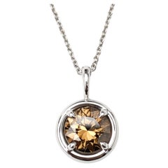 Pendentif en or blanc 14K serti d'un diamant brun de 1,00ct - Clarté SI avec certificat de couleur GIA