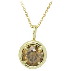 1.00ct Brown Diamond Pendant in 14K Yellow Gold - SI Clarity w/ GIA Color Cert
