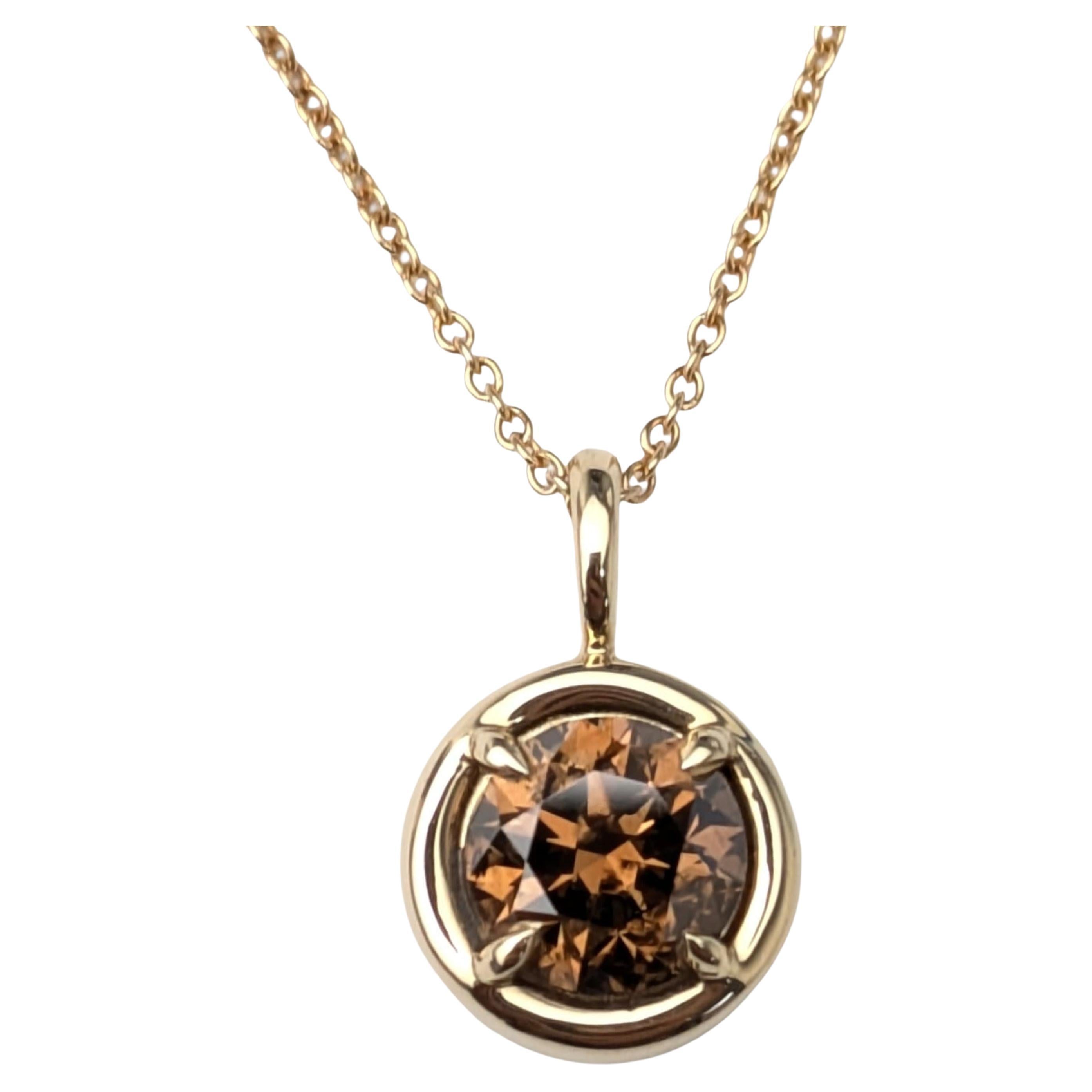 Ciondolo con diamante marrone da 1,00 carati in oro giallo 14K - purezza SI con certificazione del colore GIA
