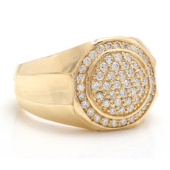 1.00 Carat Natural Diamond 14 Karat Solid Yellow Gold Men's Ring