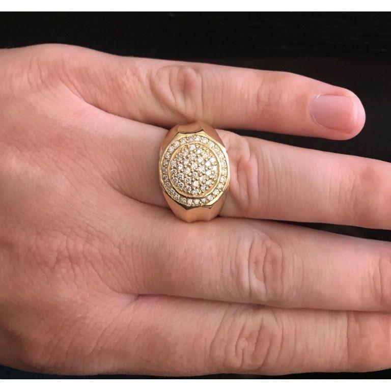 1.00 Carat Natural Diamond 14 Karat Solid Yellow Gold Men's Ring For Sale 1