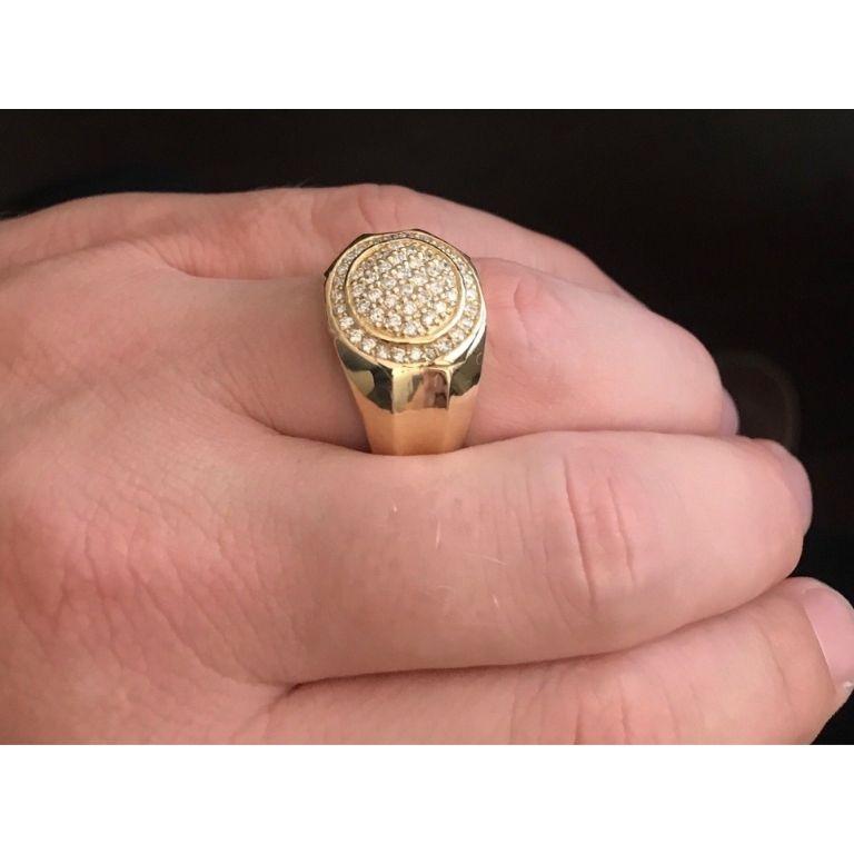 Anello da uomo con diamante naturale da 1,00 carati in oro giallo massiccio da 14 carati in vendita 1
