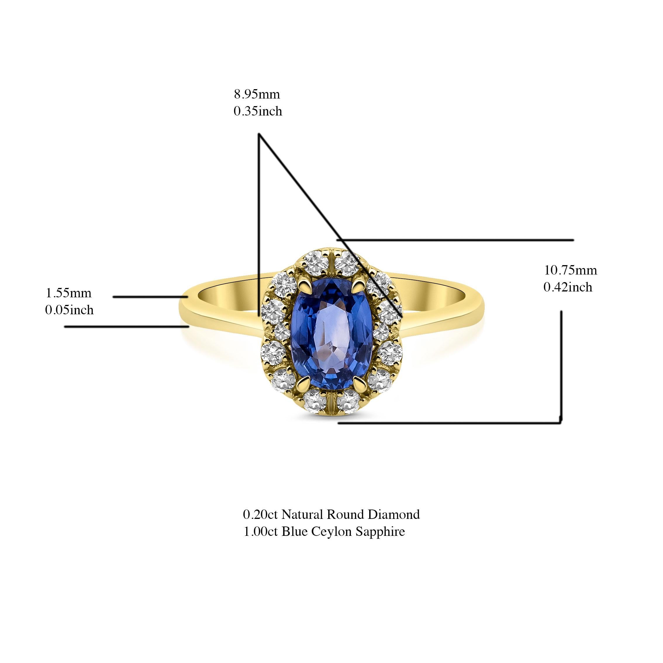 1.00ct Ceylon Sapphire With 0.20ct Diamond Cluster Ring at 1stDibs