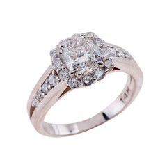 Vintage 1.00ct Cushion Cut Moissanite Engagement Ring in 14K White Gold