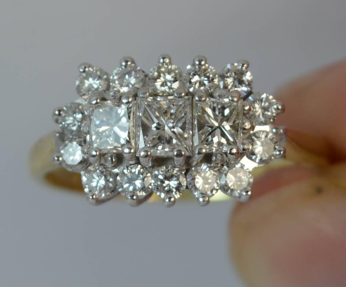 Princess Cut Diamond 18 Carat Gold Cluster Ring