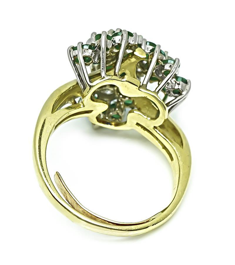 1.00ct Diamant 1.00ct Smaragd Gold Ring im Zustand „Gut“ im Angebot in New York, NY