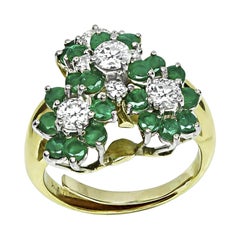 1.00ct Diamant 1.00ct Smaragd Gold Ring