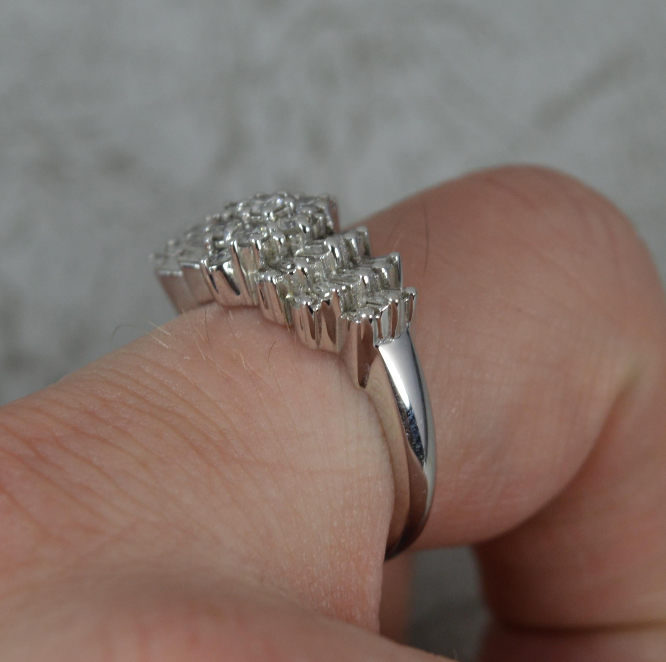 Round Cut 1.00ct Diamond 14 Carat White Gold Cluster Ring For Sale