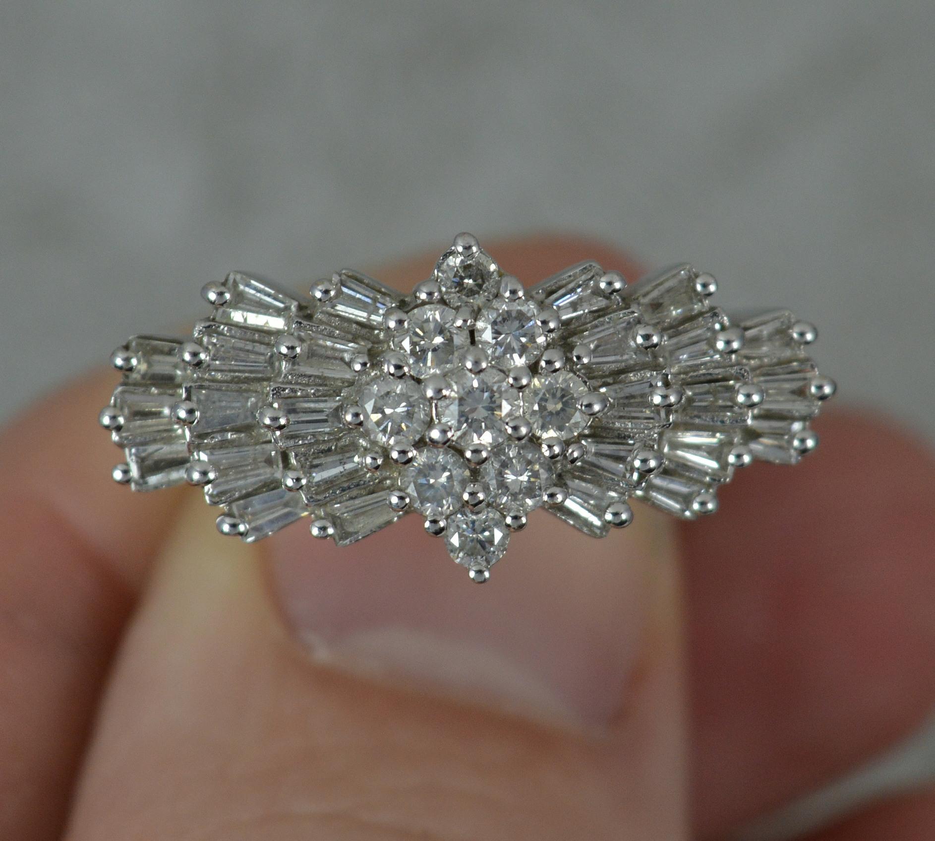 1.00ct Diamond 14 Carat White Gold Cluster Ring For Sale 1