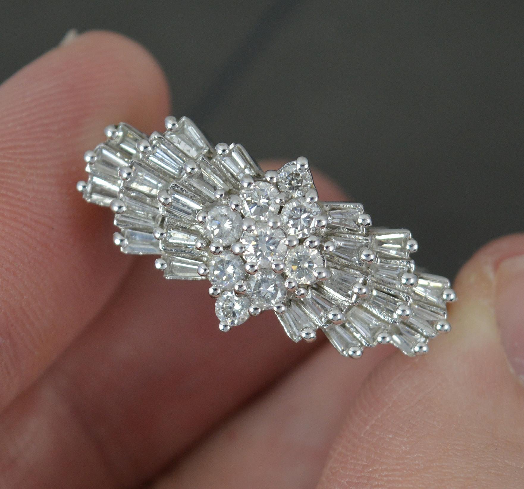 1.00ct Diamond 14 Carat White Gold Cluster Ring For Sale 3