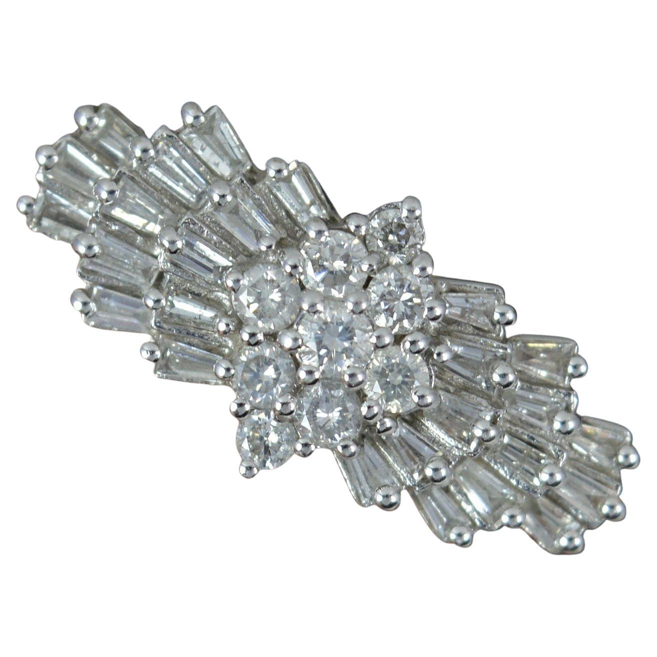 1.00ct Diamond 14 Carat White Gold Cluster Ring For Sale