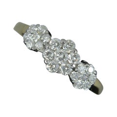 Bague à trois grappes en or 18 carats avec diamants de 1,00 carat