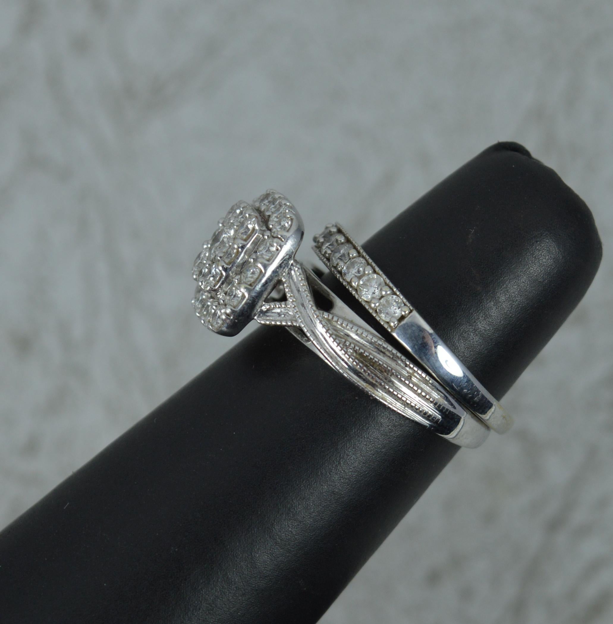 1.00ct Diamond 9ct White Gold Bridal Set Engagement & Eternity Ring 1