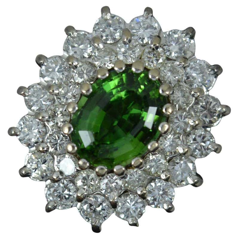 Stunning Natural Emerald and 1.00ct Diamond 18ct Gold Cluster Ring For ...