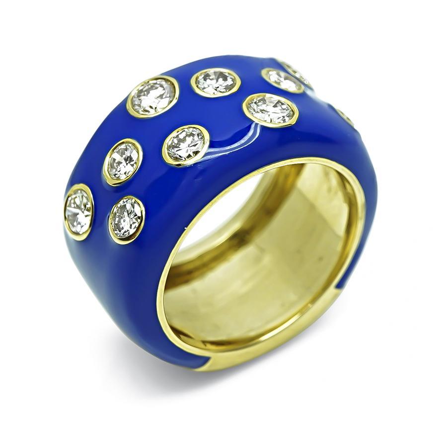 Round Cut 1.00ct Diamond Enamel Gold Ring For Sale