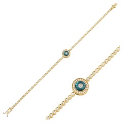 Bracelet tennis Evil Eye en or massif avec diamants de 1,00 carat