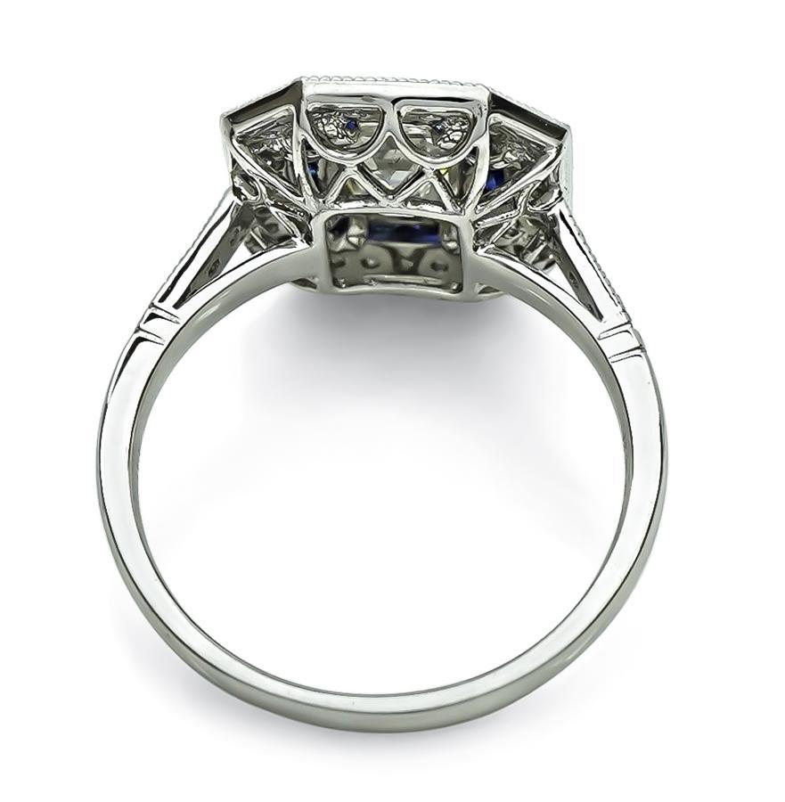 1.00ct Diamond Sapphire Engagement Ring en Bueno estado para la venta en New York, NY