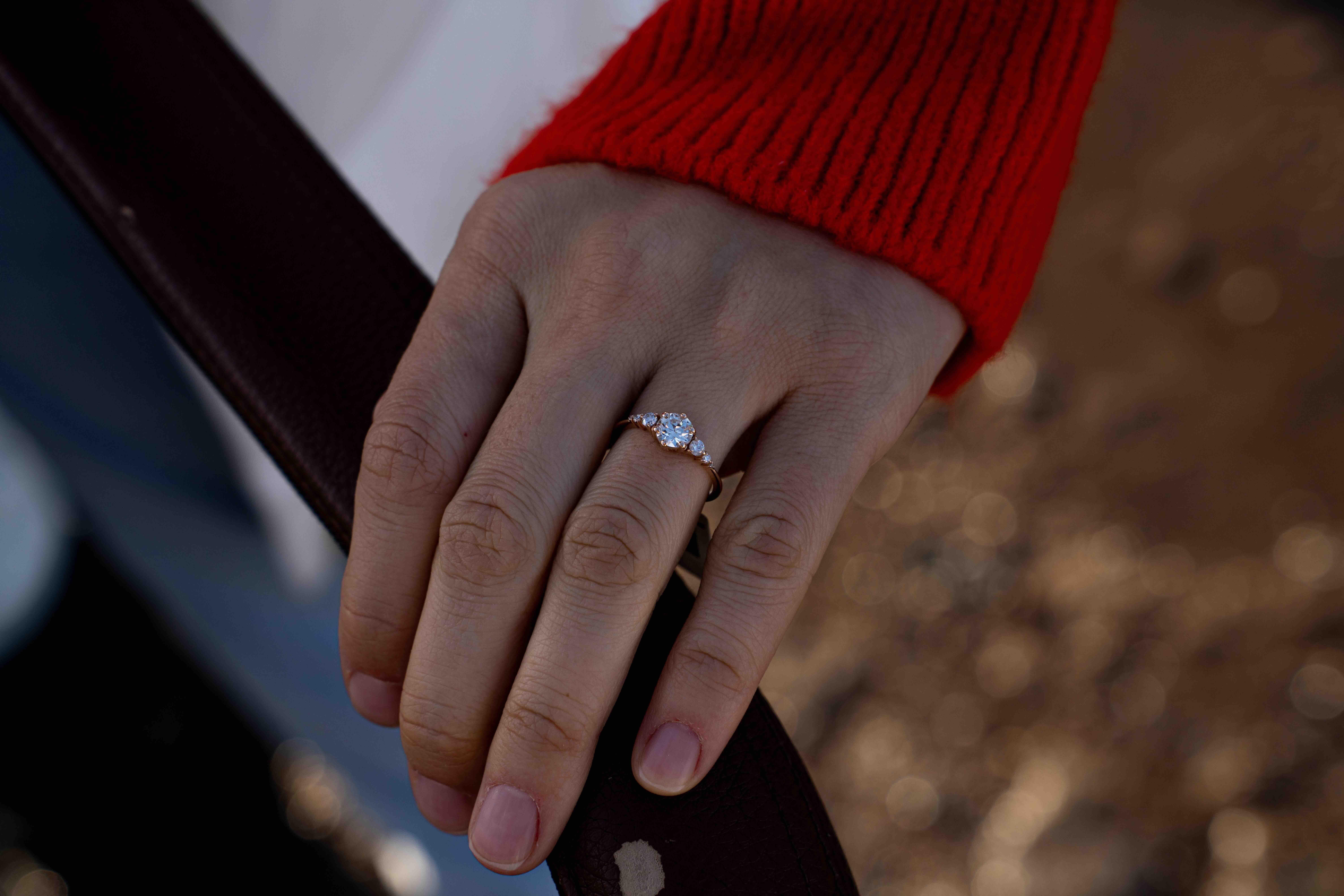 For Sale:  1.00ct Diamond Tria Engagement Ring 7