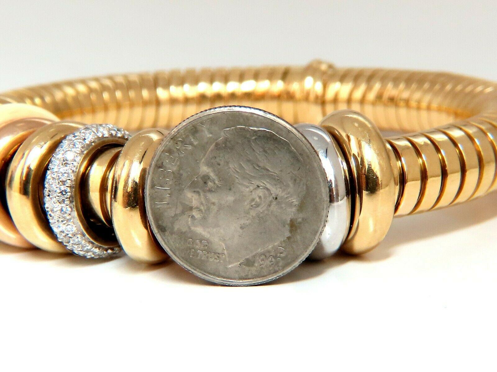 Taglio rotondo 1.00ct Diamonds Ladies Accordion Bangle Bracciale 18 Karat Rolling Rolle Float in vendita