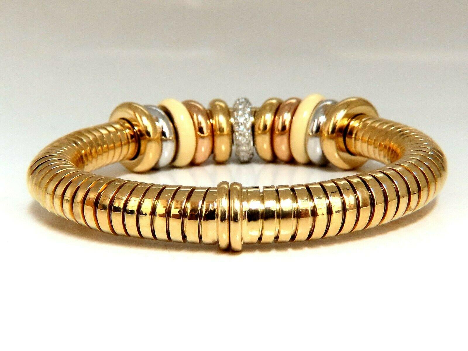 1.00ct Diamonds Ladies Accordion Bangle Bracciale 18 Karat Rolling Rolle Float in vendita 2