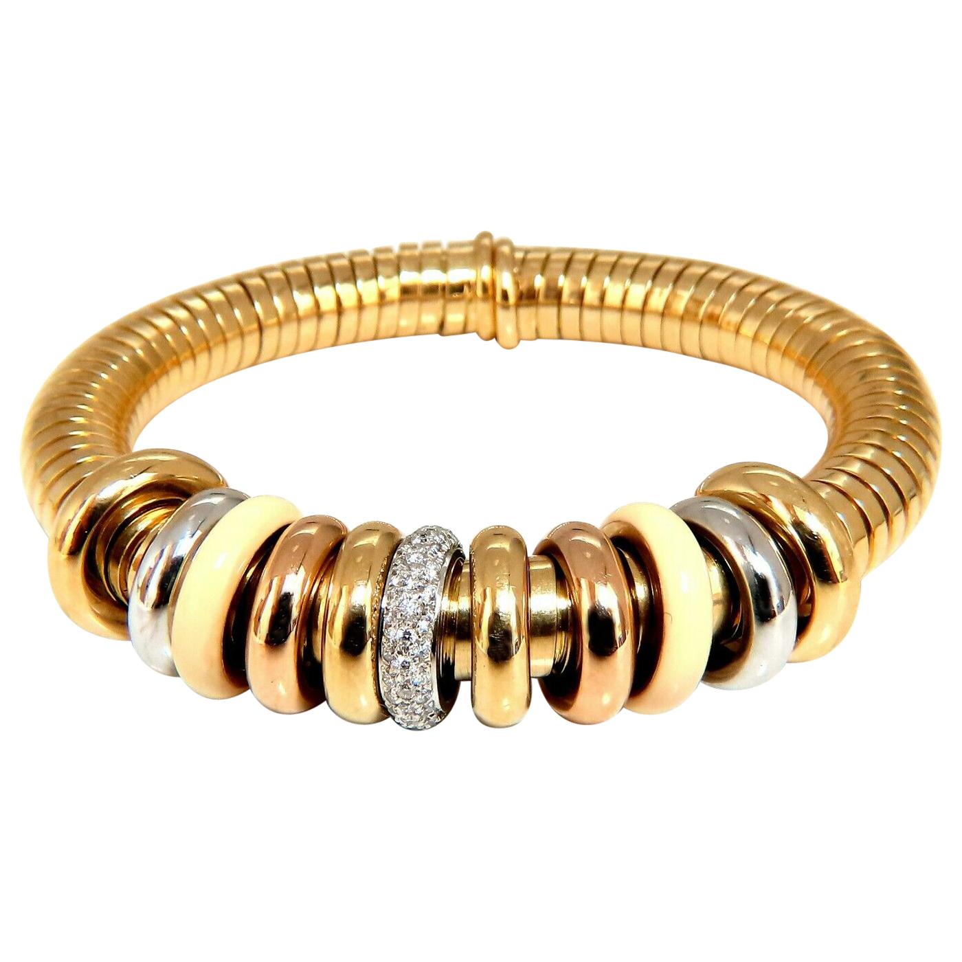 1.00ct Diamonds Ladies Accordion Bangle Bracciale 18 Karat Rolling Rolle Float in vendita