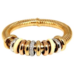 1.00ct Diamonds Ladies Accordion Bangle Bracelet 18 Karat Rolling Rings Float