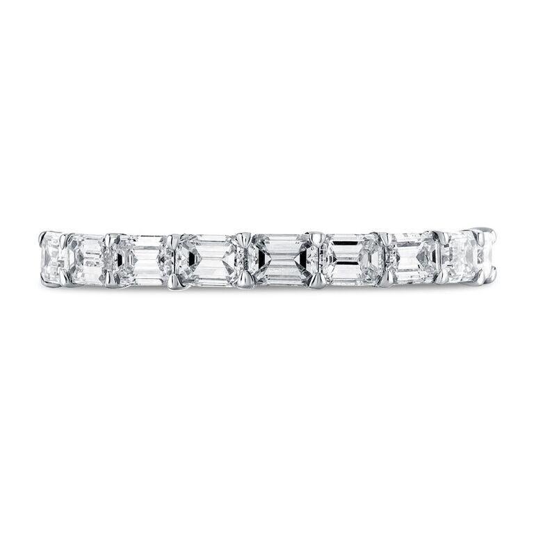 Women's or Men's 1.00ct Emerald Cut Diamond Halfway Band in 18KT Gold For Sale