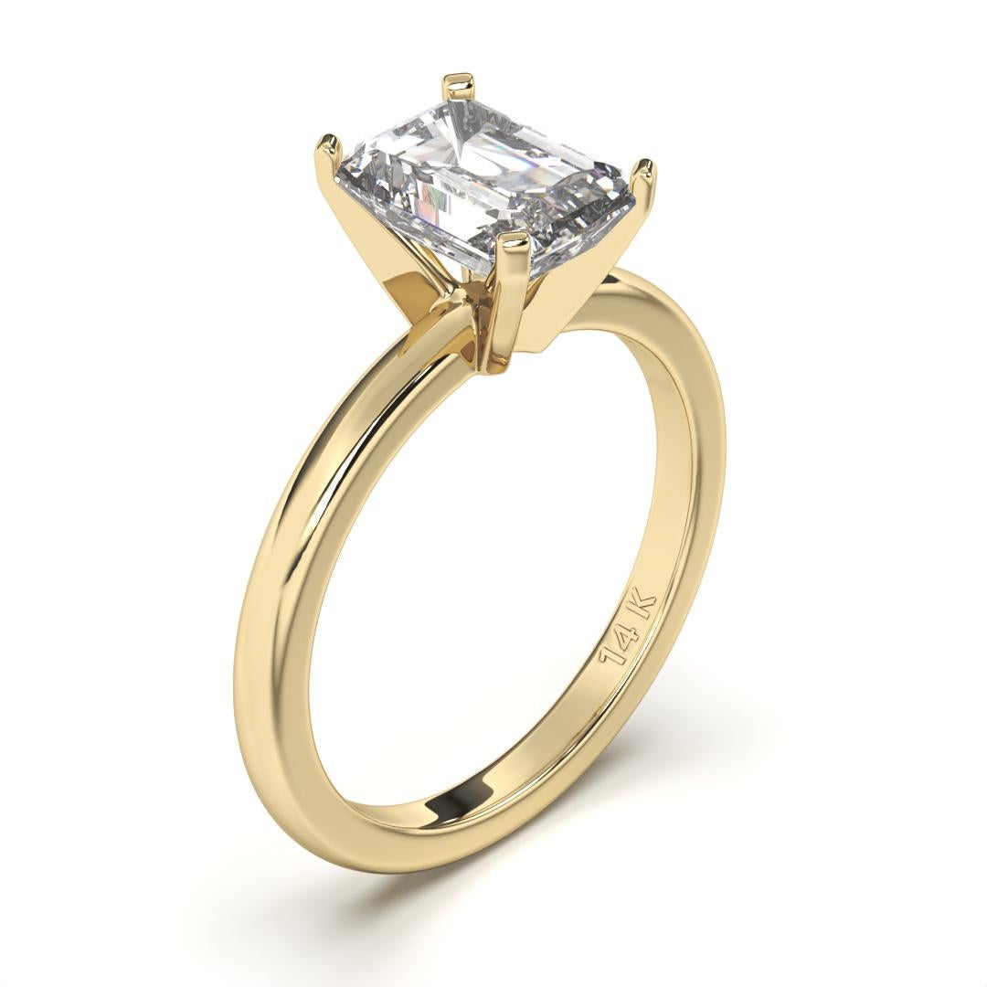 Bague de mariage solitaire taille émeraude GH couleur I1 pureté diamant naturel de 1,00 carat  en vente 6