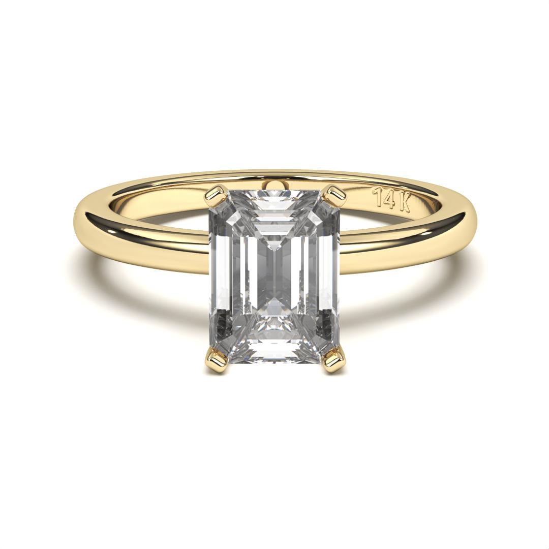 Bague de mariage solitaire taille émeraude GH couleur I1 pureté diamant naturel de 1,00 carat  en vente 7