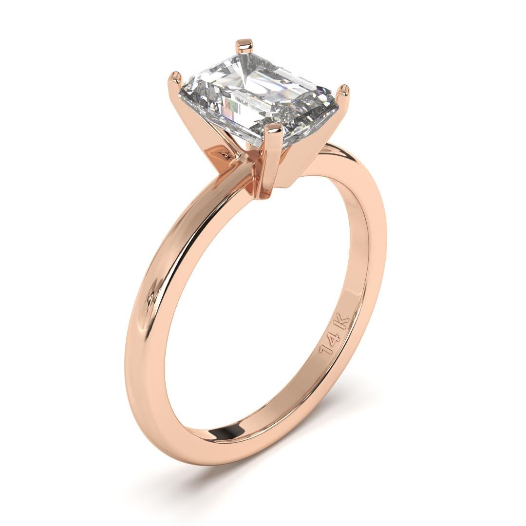 Taille ovale Bague de mariage solitaire taille émeraude GH couleur I1 pureté diamant naturel de 1,00 carat  en vente