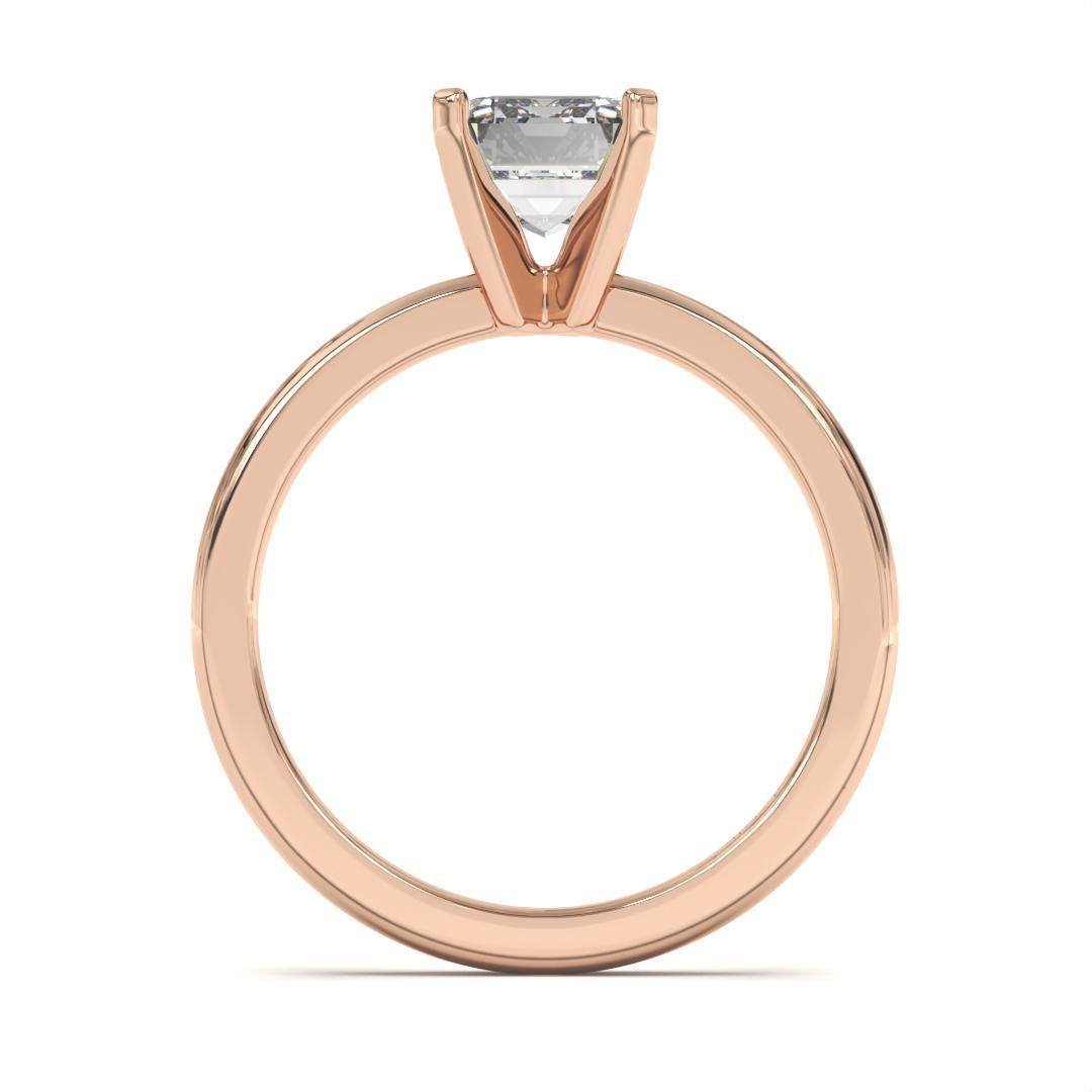 Bague de mariage solitaire taille émeraude GH couleur I1 pureté diamant naturel de 1,00 carat  Neuf - En vente à Los Angeles, CA