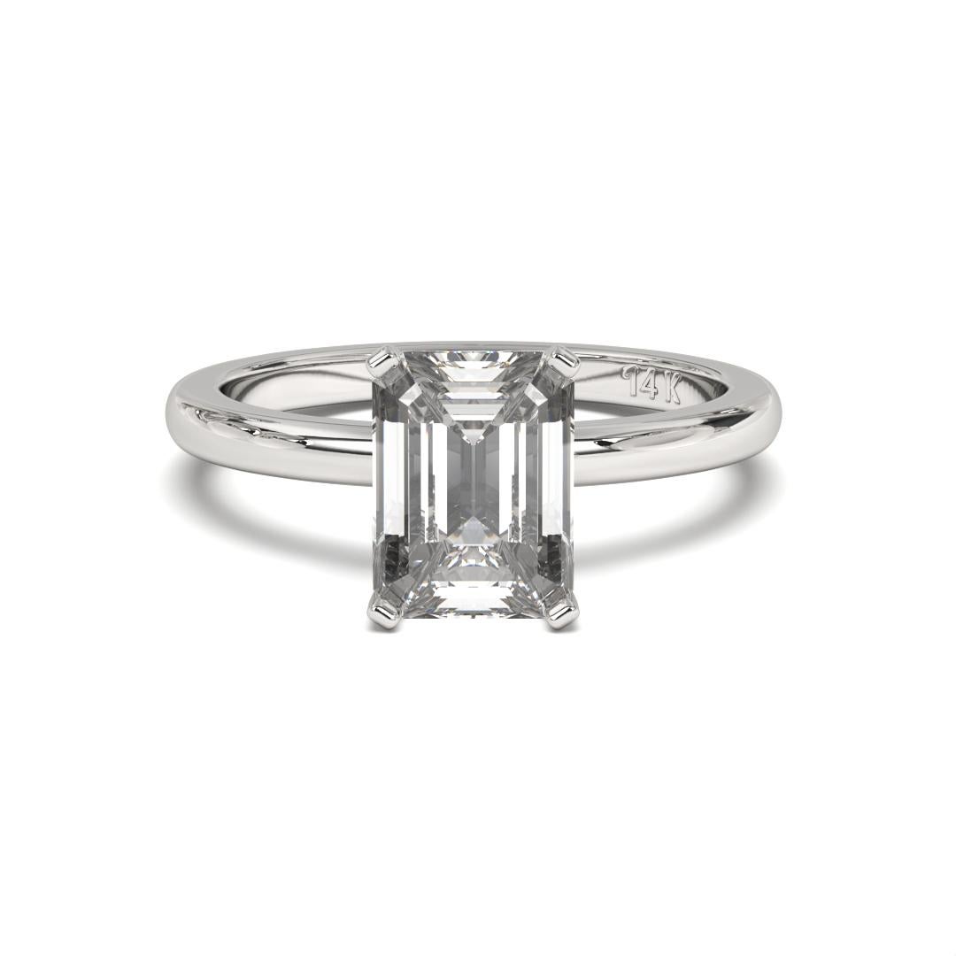 Bague de mariage solitaire taille émeraude GH couleur I1 pureté diamant naturel de 1,00 carat  en vente 4