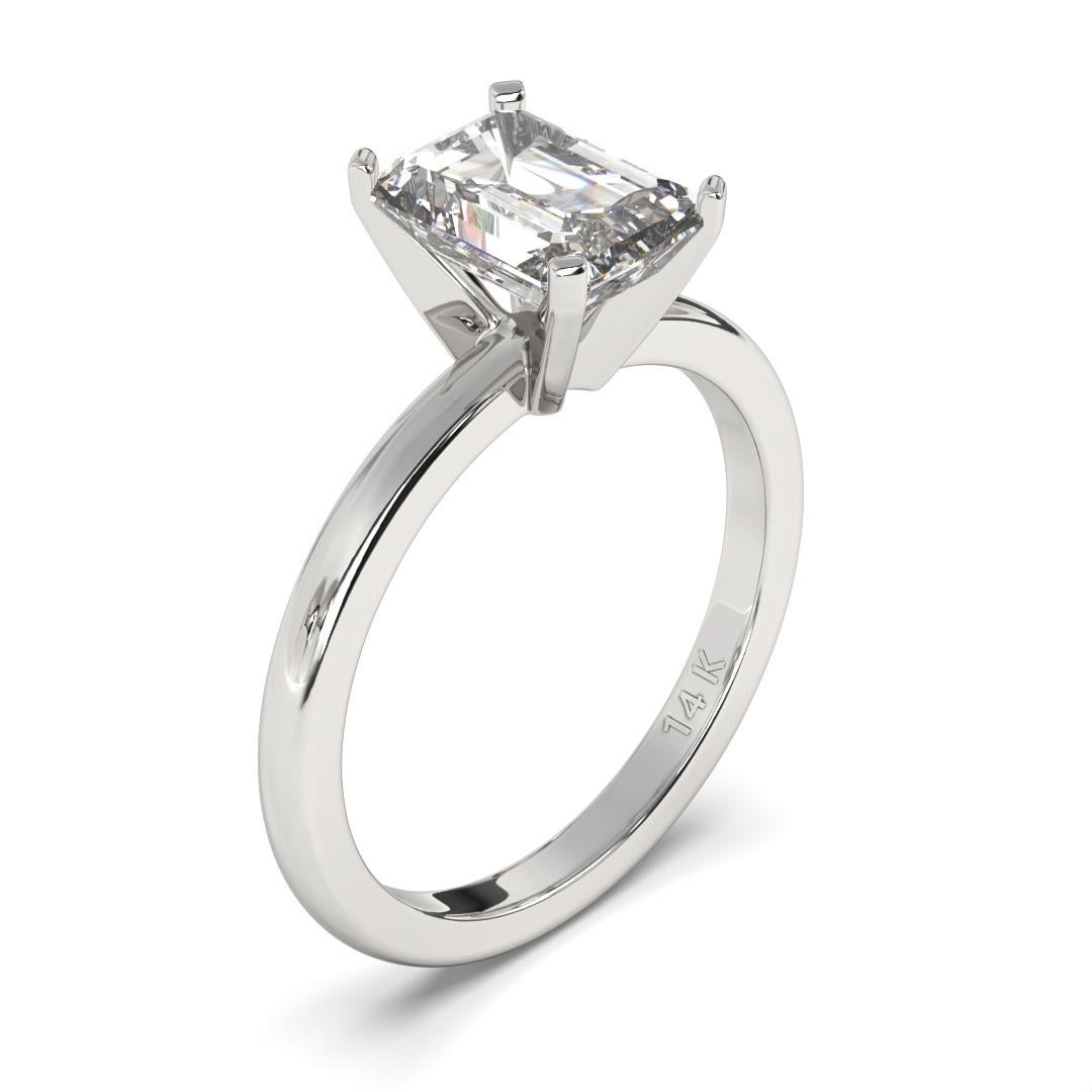 1.00CT Emerald Cut Solitaire GH Color SI Clarity Natural Diamond Wedding Ring For Sale 2