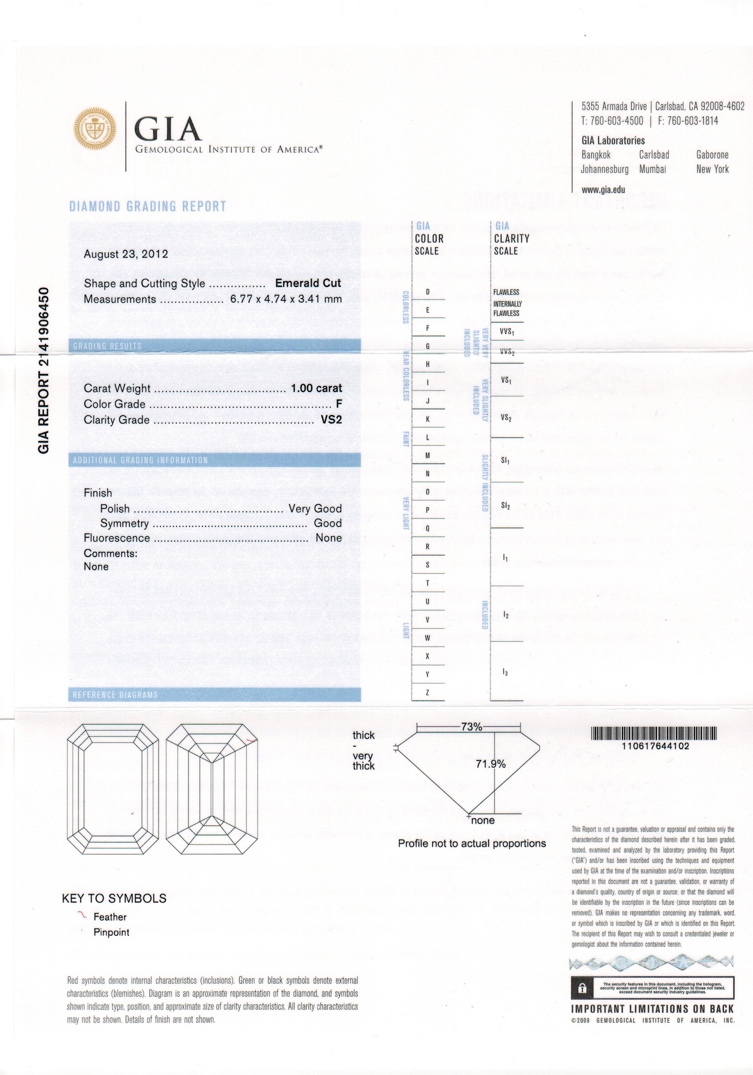 Verlobungsring aus Weiß- und Gelbgold mit 1,00 Karat Diamanten im Baguetteschliff F VS2 (Moderne) im Angebot