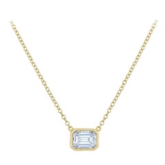 1.10ct F VS2 Emerald-cut Lab-grown Diamond East-West Bezel-set Pendant Necklace