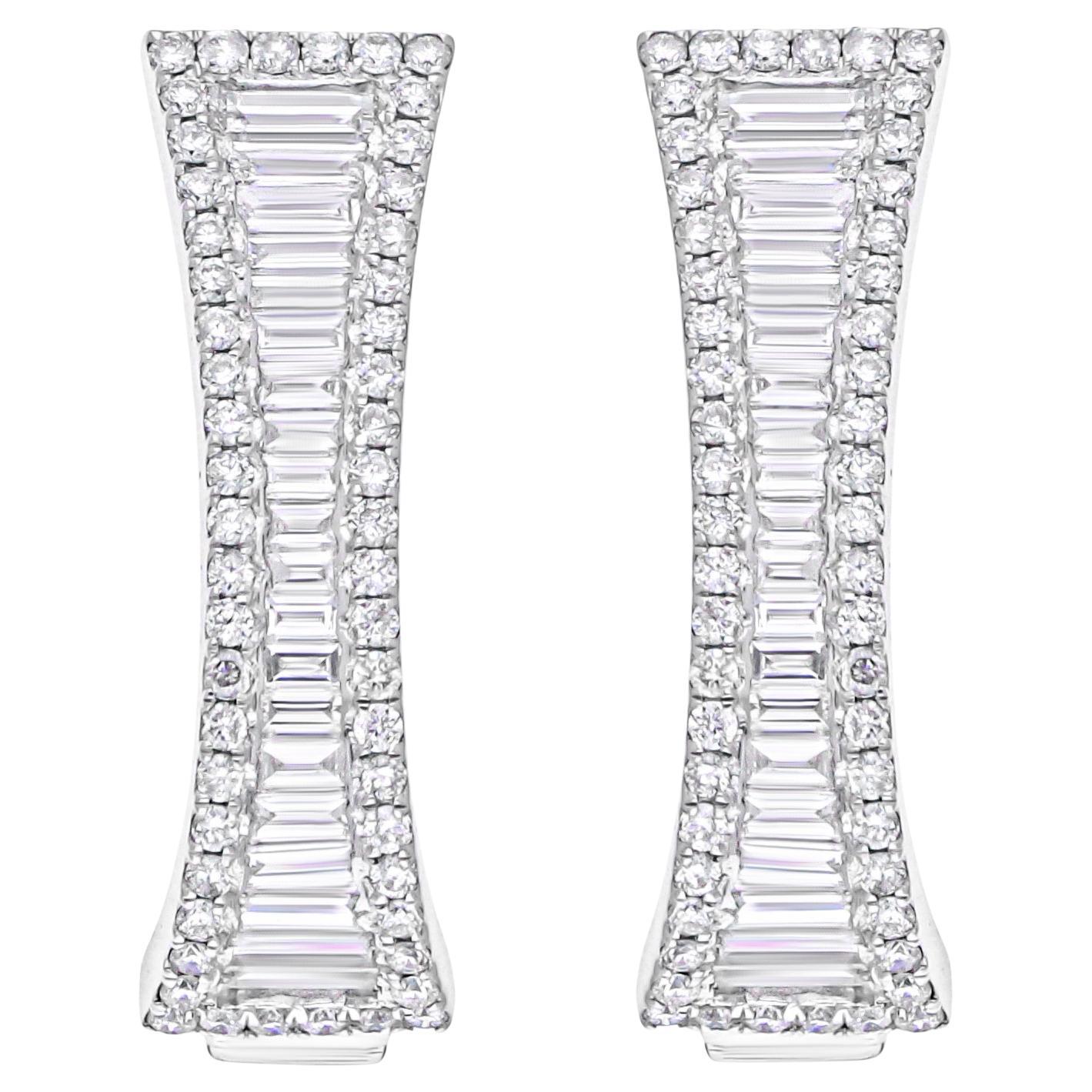 1.00Ct Fine Diamond Wedding Clip-On Ohrringe 18K Solid White Gold (Art déco) im Angebot