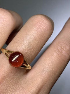 1.00ct garnet natural untreated In 18k Yellow Gold engagement ring.